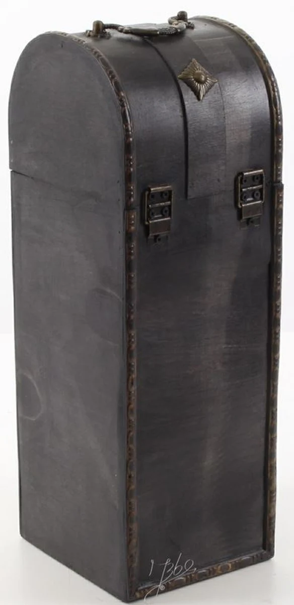 Casa Padrino Art Deco Weinkoffer / Weinbox Schwarz 14,5 x 12,5 x H. 37 cm - Holzkoffer
