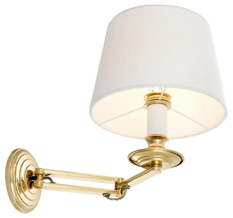 Casa Padrino Luxus Wandleuchte mit Schwenkarm Gold / Weiß 22 x 21,5 x H. 27,5 cm - Hotel & Restaurant Leuchte
