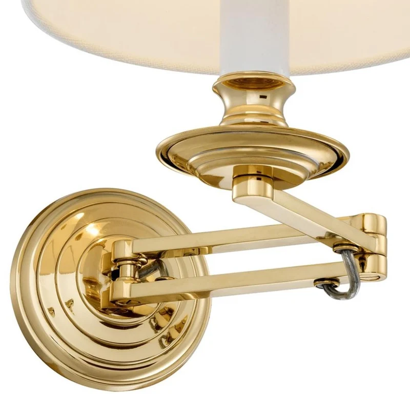 Casa Padrino Luxus Wandleuchte mit Schwenkarm Gold / Weiß 22 x 21,5 x H. 27,5 cm - Hotel & Restaurant Leuchte