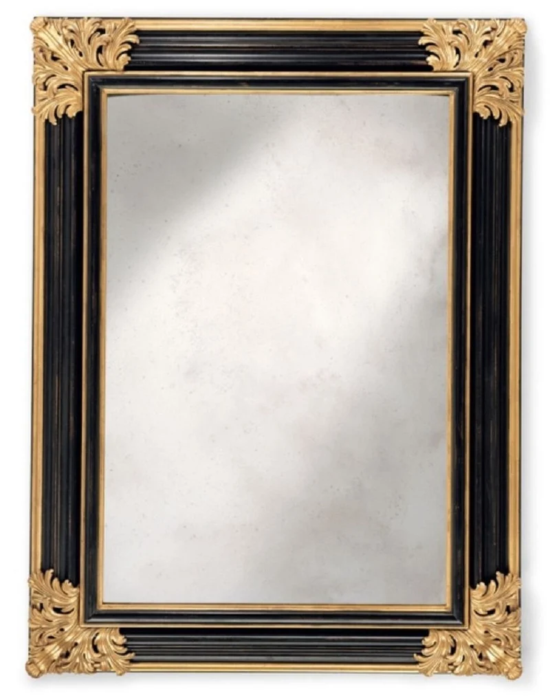 Casa Padrino Luxus Barock Spiegel Schwarz / Gold - Handgefertigter italienischer Barockstil Wandspiegel mit antikem Spiegelglas - Luxus Möbel im Barockstil - Luxus Qualität - Made in Italy
