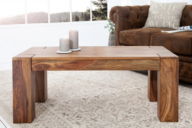 Casa Padrino Designer Massivholz Couchtisch Natur 100 x H. 40 cm - Massivholz - Salon Wohnzimmer Tisch