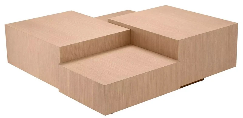 Casa Padrino Luxus Couchtisch Naturfarben / Bronze 114 x 114 x H. 40 cm - Quadratischer Wohnzimmertisch - Wohnzimmer Möbel - Massivholz Möbel - Luxus Möbel - Luxus Einrichtung