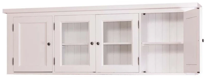 Casa Padrino Landhausstil Küchenhängeschrank / Oberschrank Weiß 192 x 31 x H. 65 cm - Küchenschrank mit 4 Türen