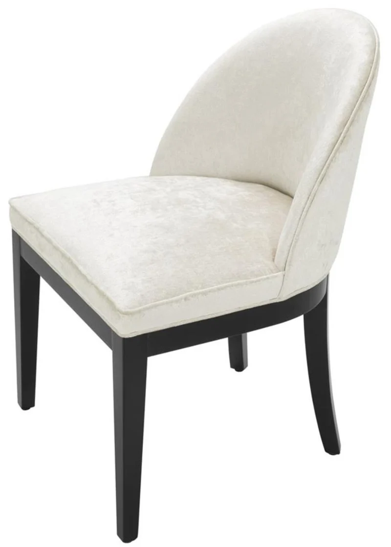 Casa Padrino Luxus Esszimmerstuhl Altweiß / Schwarz 55 x 61 x H. 84 cm - Luxus Möbel
