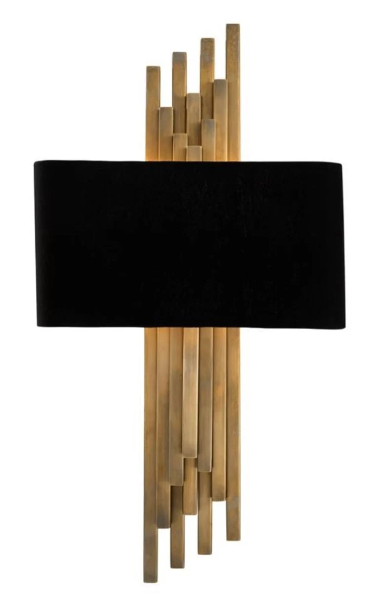 Casa Padrino Luxus Wandleuchte Vintage Messing / Schwarz 31 x H. 59 cm - Hotel & Restaurant Möbel