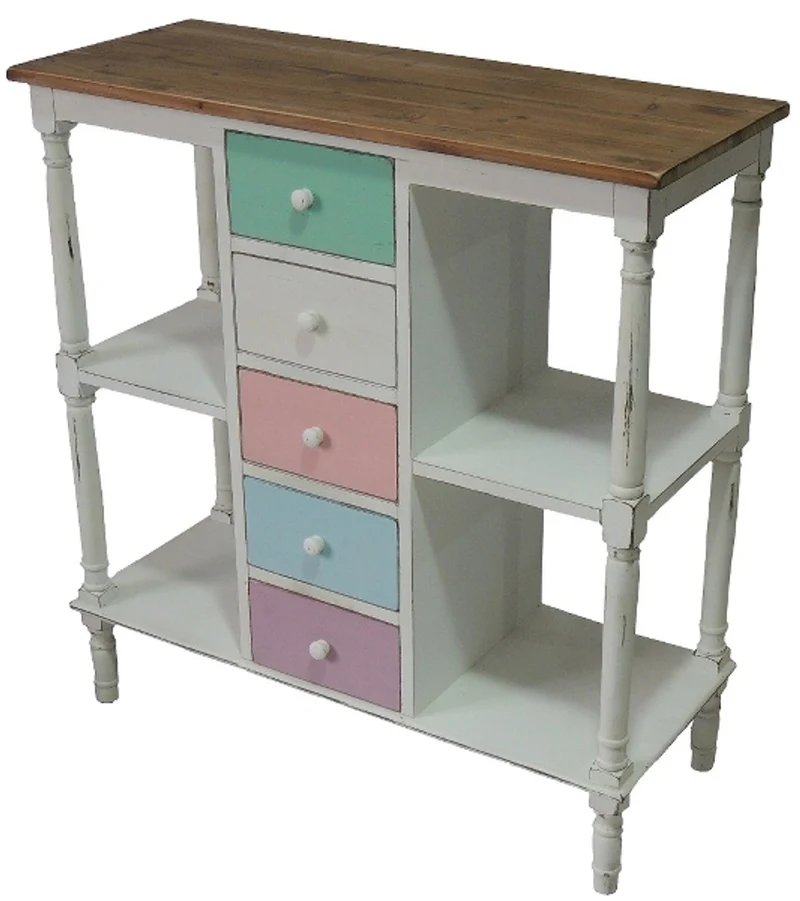 Casa Padrino Landhausstil Kommode mit 5 Schubladen Antik Weiß / Mehrfarbig 100 x 40 x H. 105 cm - Shabby Chic Möbel