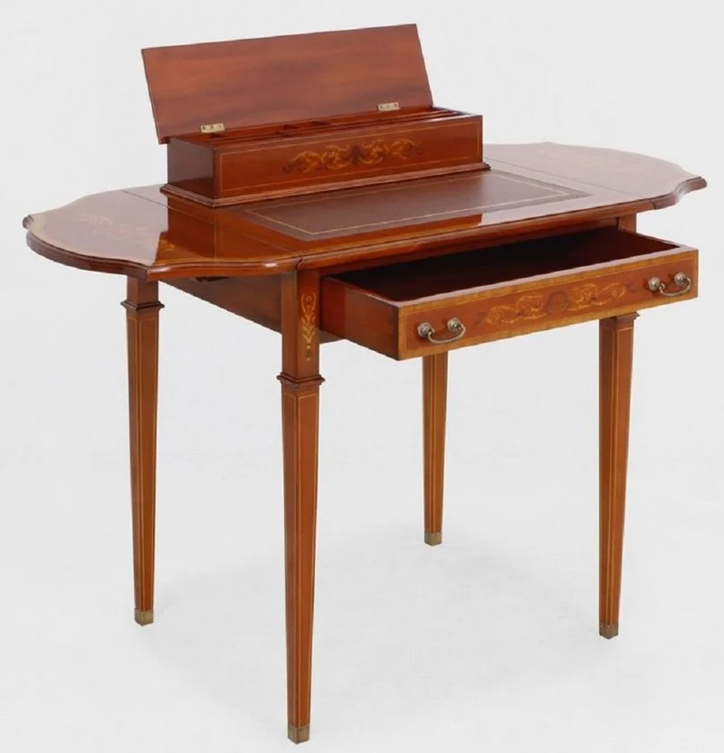 Casa Padrino Luxus Jugendstil Sekretär Braun - Handgefertigter Massivholz Schreibtisch - Barock & Jugendstil Büro Möbel