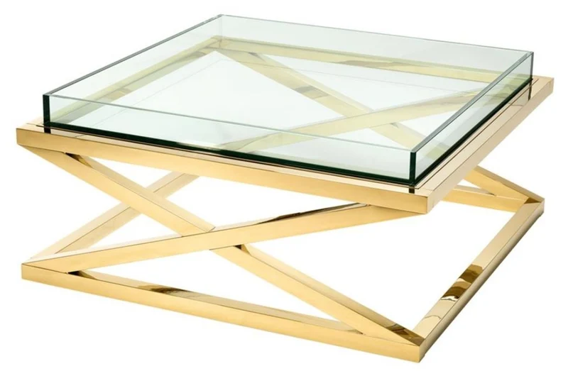 Casa Padrino Luxus Couchtisch / Wohnzimmertisch Gold 100 x 100 x H. 46,5 cm - Hotel Möbel