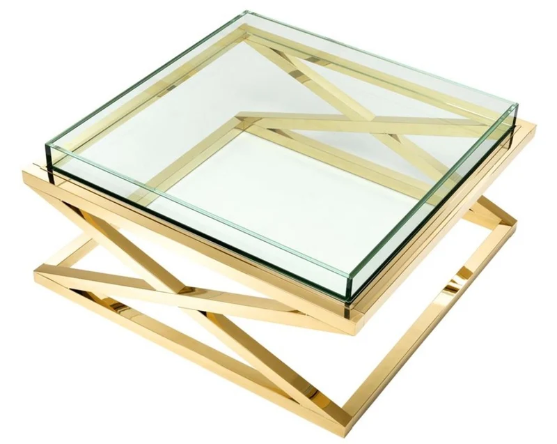 Casa Padrino Luxus Couchtisch / Wohnzimmertisch Gold 100 x 100 x H. 46,5 cm - Hotel Möbel