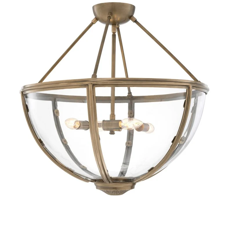 Casa Padrino Luxus Deckenleuchte Antik Messing Gold Ø 60 x H. 55 cm - Hotel & Restaurant Deckenlampe