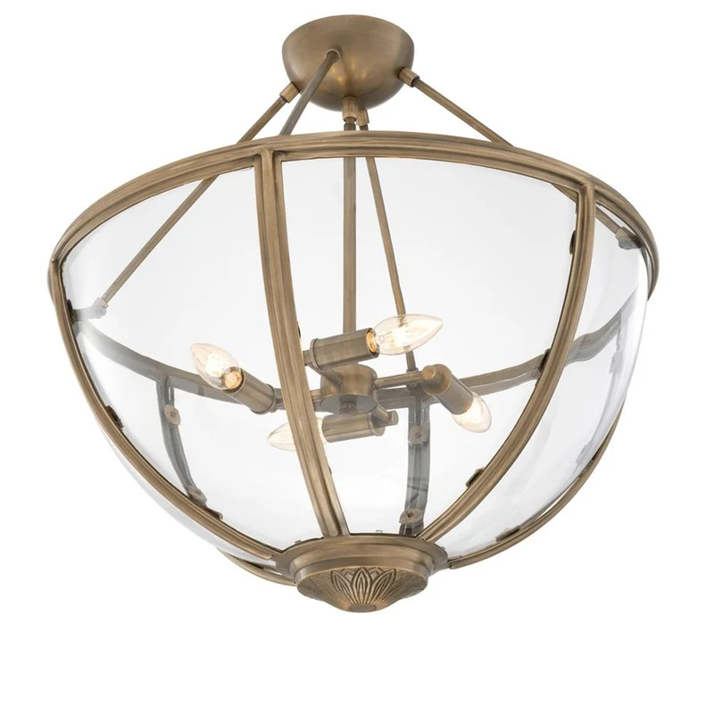 Casa Padrino Luxus Deckenleuchte Antik Messing Gold Ø 60 x H. 55 cm - Hotel & Restaurant Deckenlampe