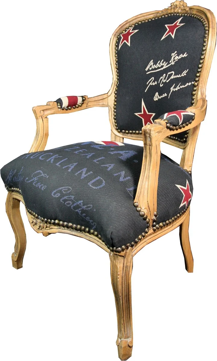 Casa Padrino Barock Salon Stuhl New Zealand / Holzfarbig - Neuseeland Fashion Möbel