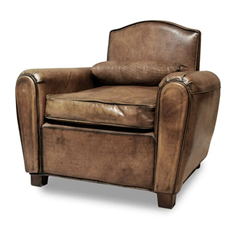 Casa Padrino Luxus Buffalo Echtleder Sessel Hellbraun - Lounge Sessel - Vintage