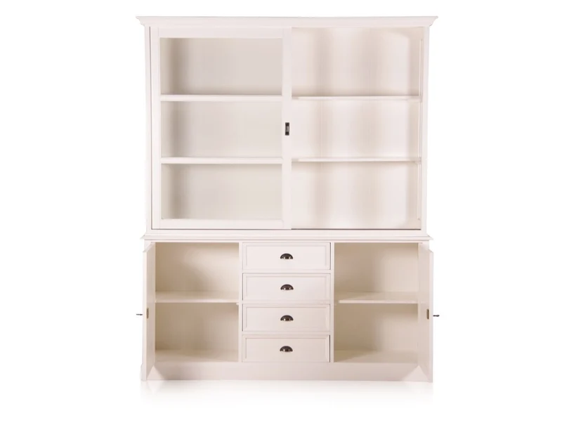 Casa Padrino Landhausstil Wandschrank Antik Weiß mit 2 Türen und 4 Schubladen 185 x 43 x H. 225 cm - Landhausstil Möbel