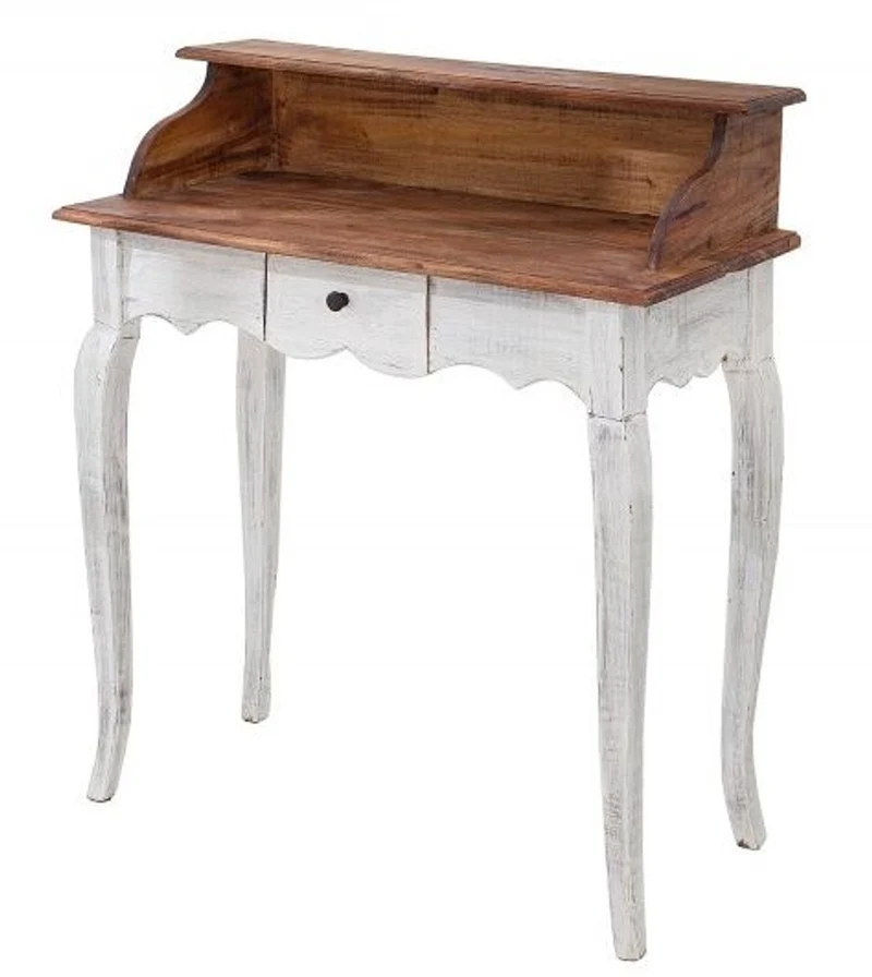 Casa Padrino Landhausstil Schreibtisch Antik Weiß / Natur 80 x 40 x H. 92 cm - Schreibtisch im Shabby Chic Look