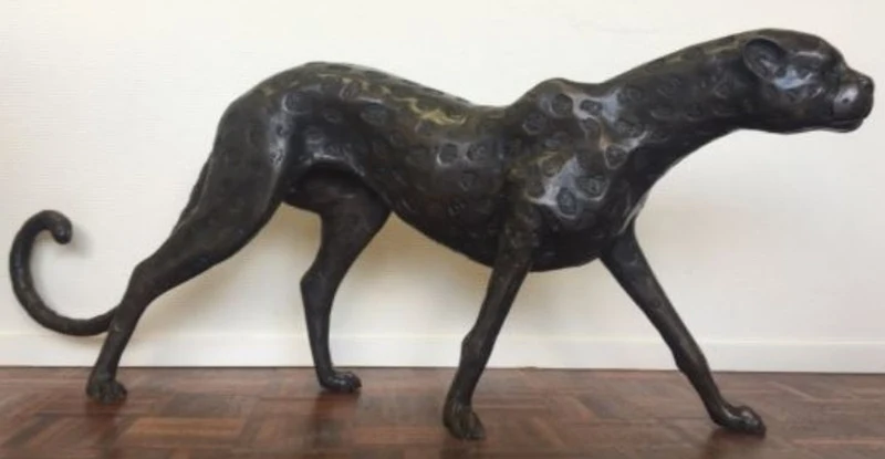 Casa Padrino Luxus Bronzefigur Gepard 140 x 20 x H. 58 cm - Luxus Qualität