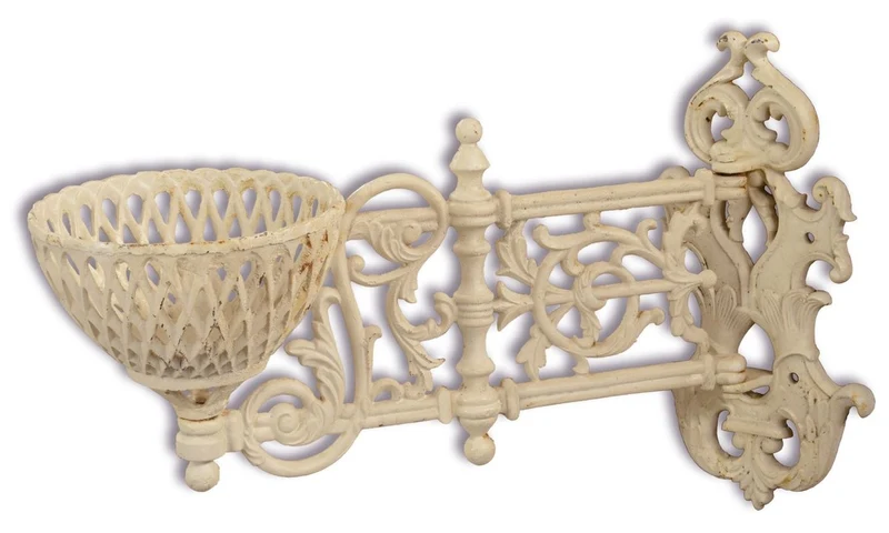 Casa Padrino Jugendstil Blumentopf Wandhalter Antik Cremefarben 24,2 x 61,5 cm - Garten & Terrassen Deko