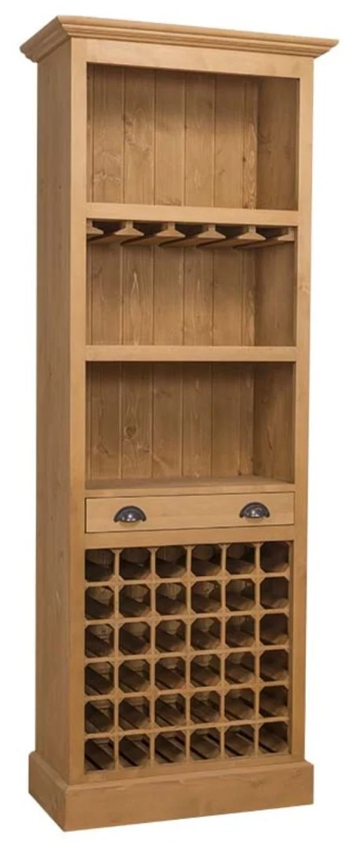 Casa Padrino Landhausstil Barschrank Naturfarben 78 x 41 x H. 210 cm - Landhausstil Weinschrank