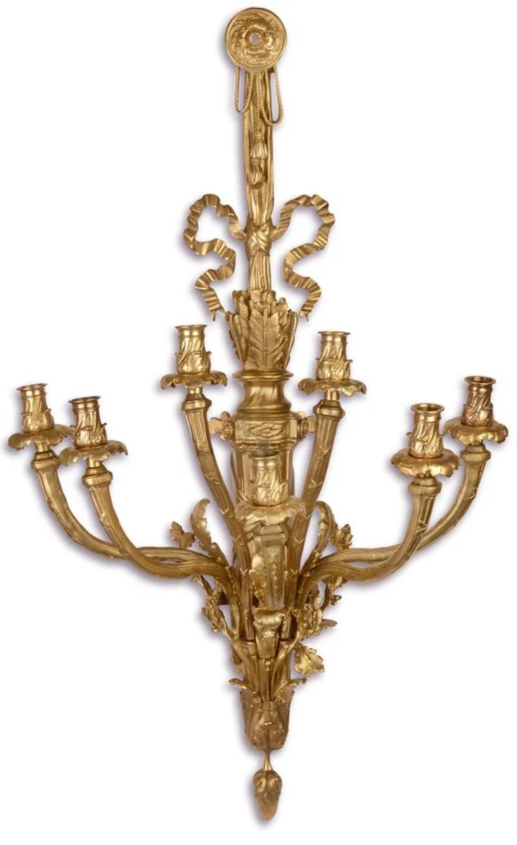 Casa Padrino Barock Wandkerzenhalter Gold 48 x 21 x H. 68 cm - Edel & Prunkvoll