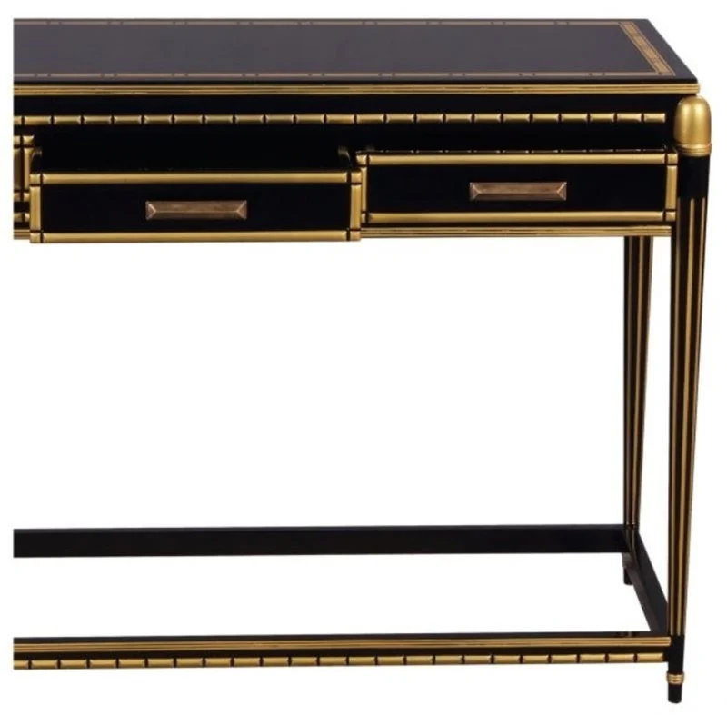 Casa Padrino Luxus Wohnzimmer Konsolentisch Schwarz / Gold 171 x 46 x H. 80 cm - Luxus Konsole mit 4 Schubladen
