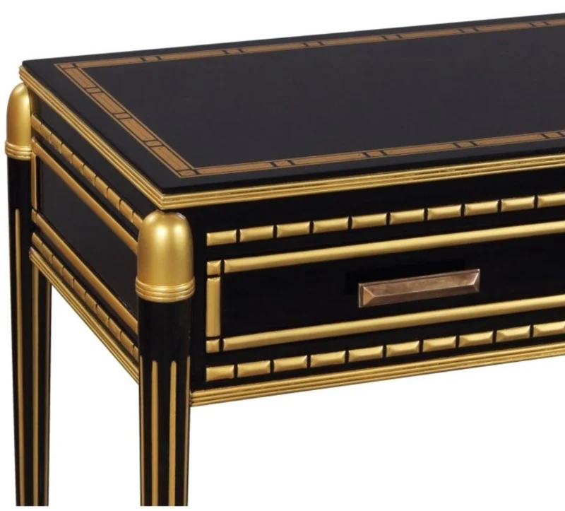 Casa Padrino Luxus Wohnzimmer Konsolentisch Schwarz / Gold 171 x 46 x H. 80 cm - Luxus Konsole mit 4 Schubladen