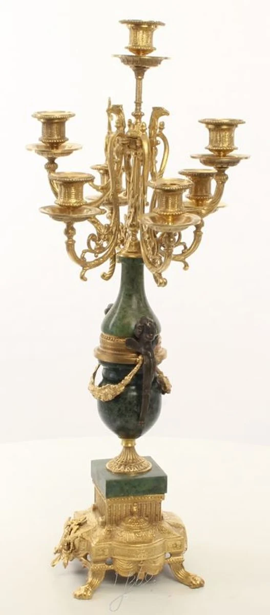 Casa Padrino Barock Kerzenständer Set Gold / Grün 22 x 26 x H. 62,4 cm - Barockstil Möbel