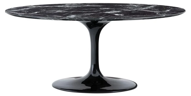 Casa Padrino Luxus Esstisch Oval Schwarz 170 x 110 x H. 75 cm - Hochwertiges Esszimmermöbel