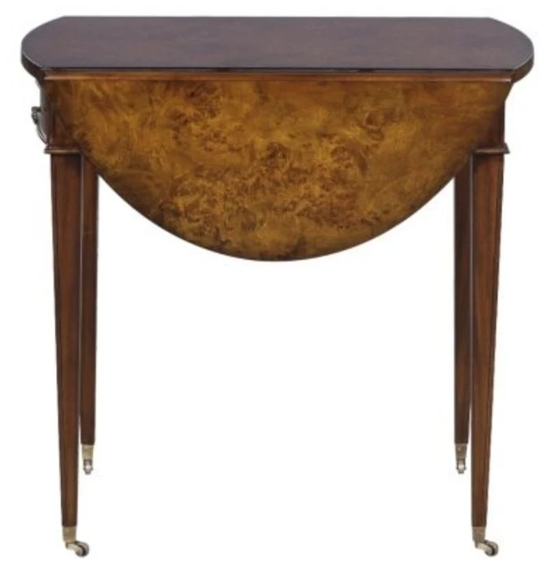 Casa Padrino Luxus Beistelltisch mit Schublade Braun / Hellbraun 89 x 76 x H. 64 cm - Wohnzimmer Beistelltisch auf Rollen