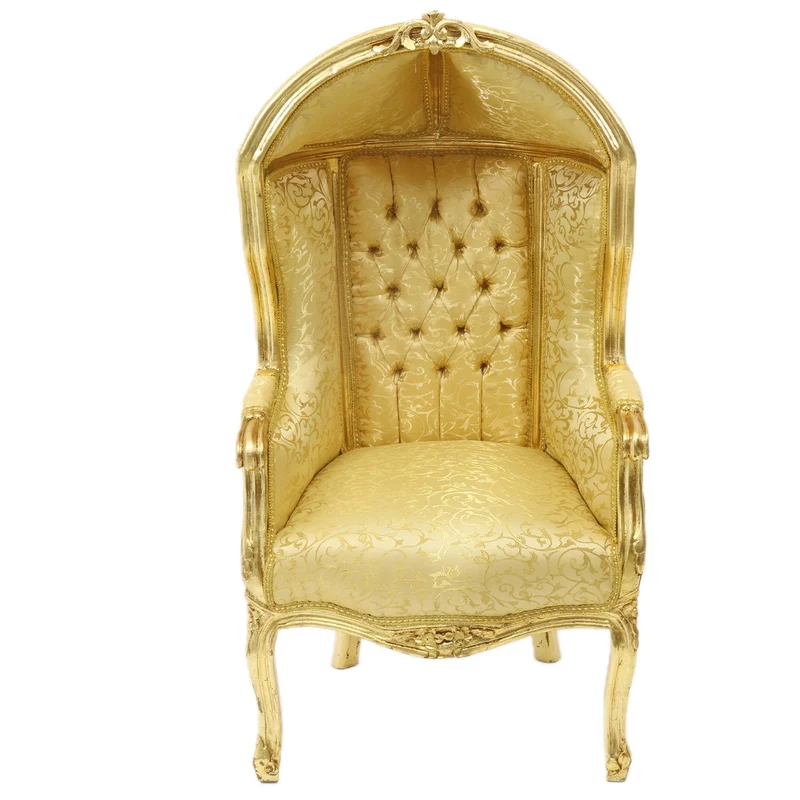 Casa Padrino Barock Kinder Thron Sessel Gold Muster /Gold - Ballon Sessel Barock Möbel
