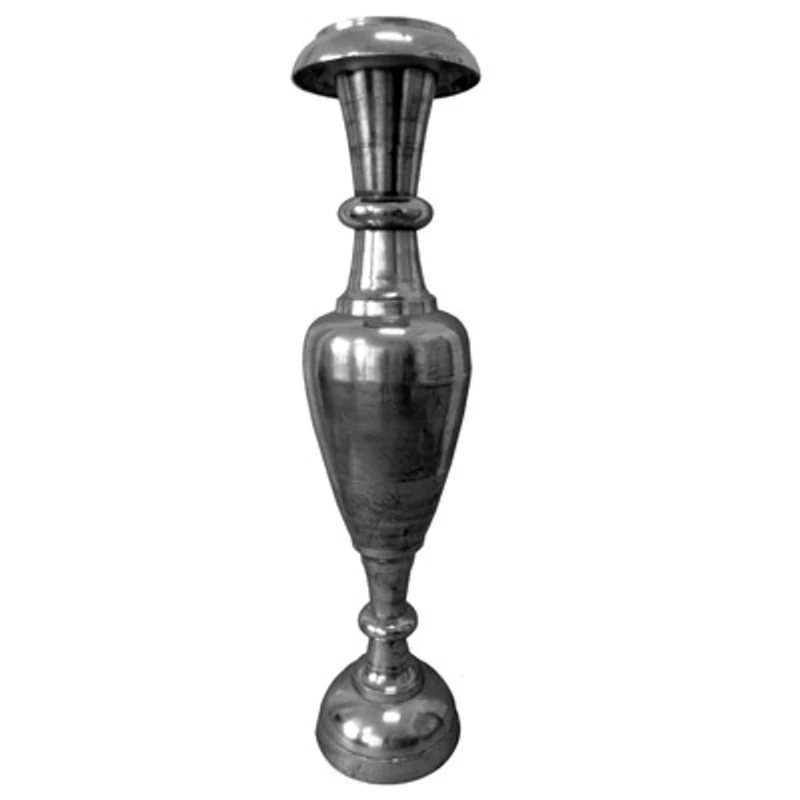 Casa Padrino Designer Antik Stil Vase Aluminium Vernickelt Silber - Hotel Dekoration - Barock Blumengefäss Pflanzentopf - Mod2 H. 184 cm