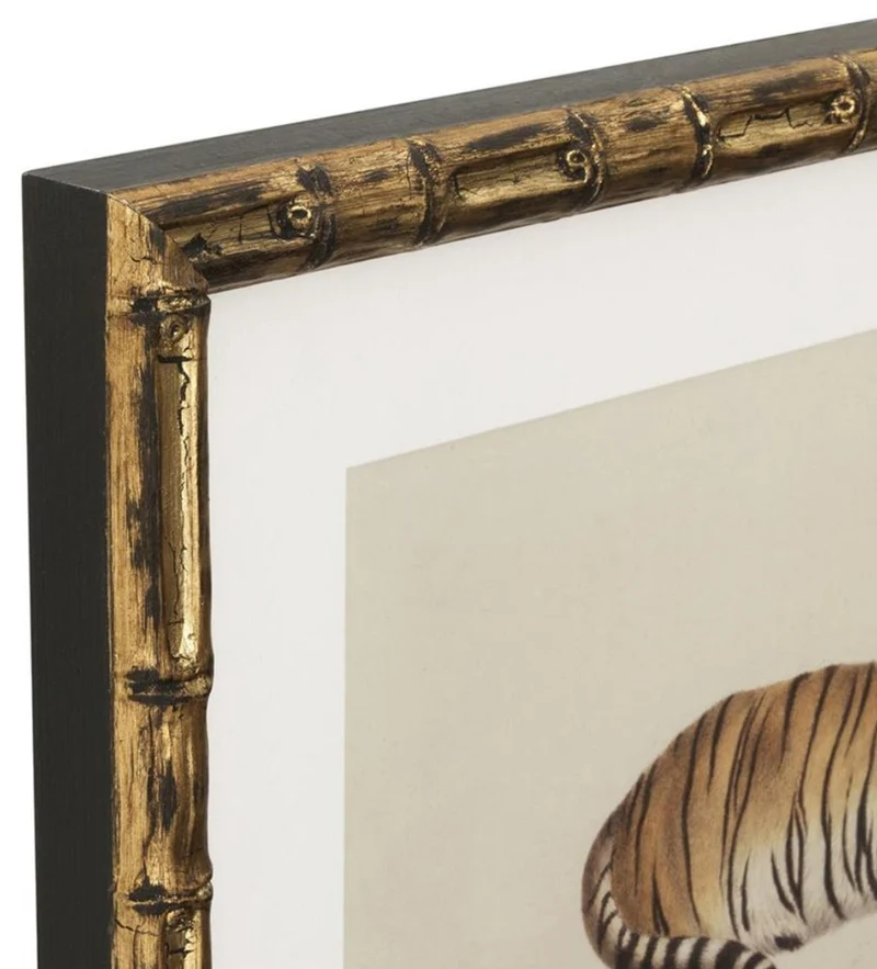 Casa Padrino Deko Bilder Set Löwen Tiger Jaguare Antik Gold 54 x H. 44 cm - Luxus Wanddekoration