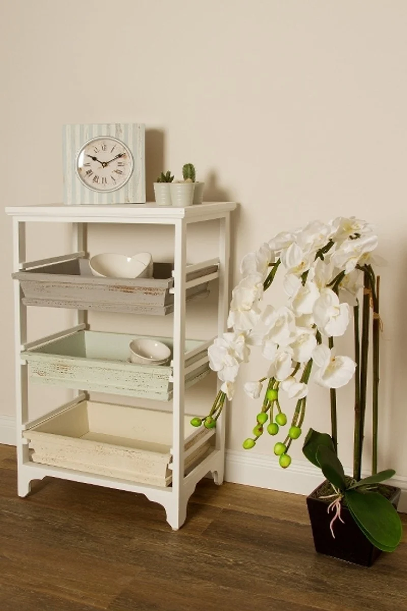Casa Padrino Landhausstil Regalschrank Weiß / Mehrfarbig 54 x 32 x H. 86 cm - Handgefertigter Shabby Chic Regalschrank mit 3 Fächern