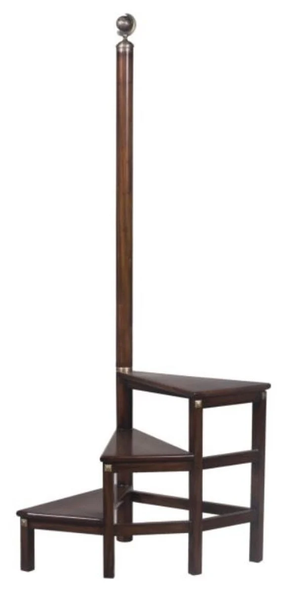 Casa Padrino Massivholz Bibliothekstreppe Dunkelbraun 53 x 53 x H. 163 cm - Luxus Kollektion