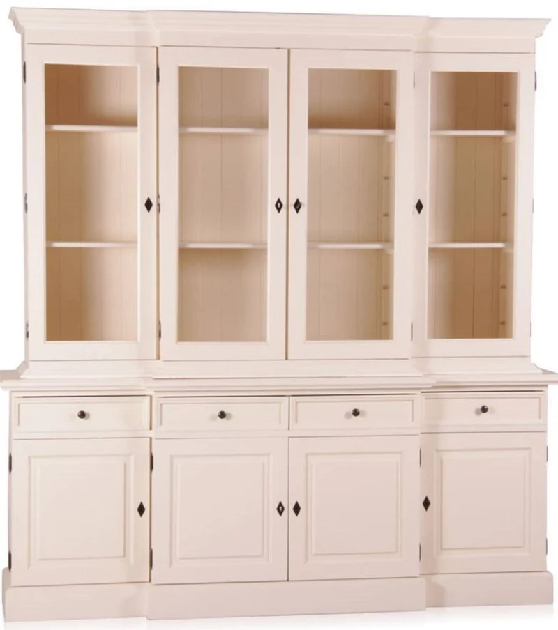 Casa Padrino Shabby Chic Landhaus Stil Schrank Buffetschrank 6-türig Antikstil Weiß mit 4 Schubladen - Schrank Esszimmer