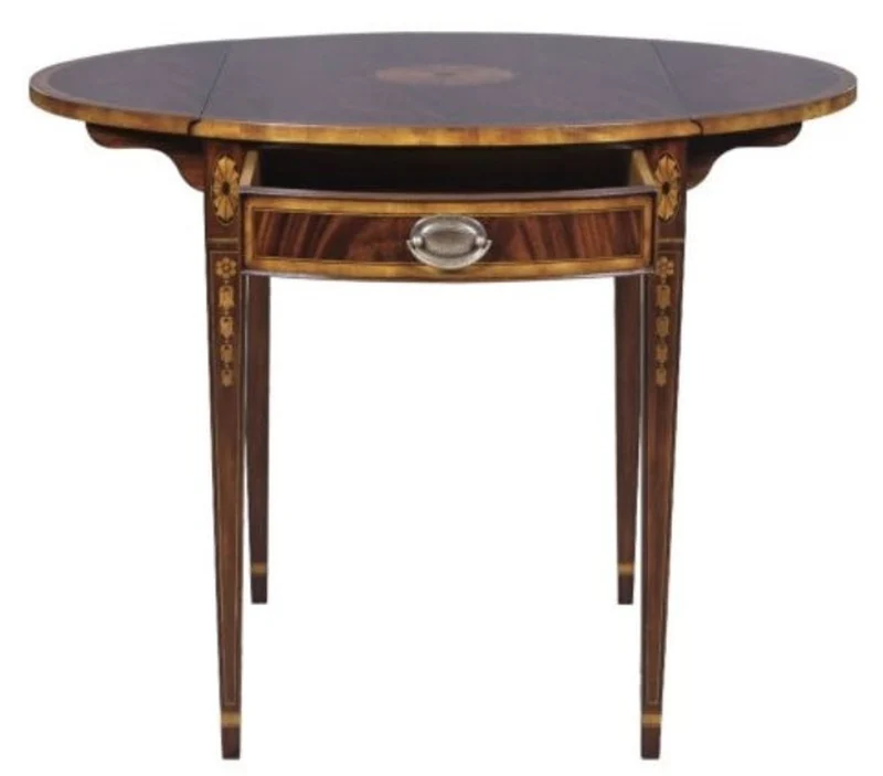 Casa Padrino Luxus Mahagoni Beistelltisch mit Schublade Braun 96 x 77 x H. 73 cm - Wohnzimmermöbel
