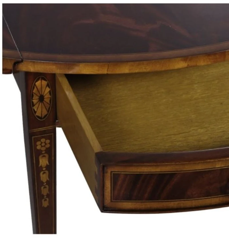 Casa Padrino Luxus Mahagoni Beistelltisch mit Schublade Braun 96 x 77 x H. 73 cm - Wohnzimmermöbel
