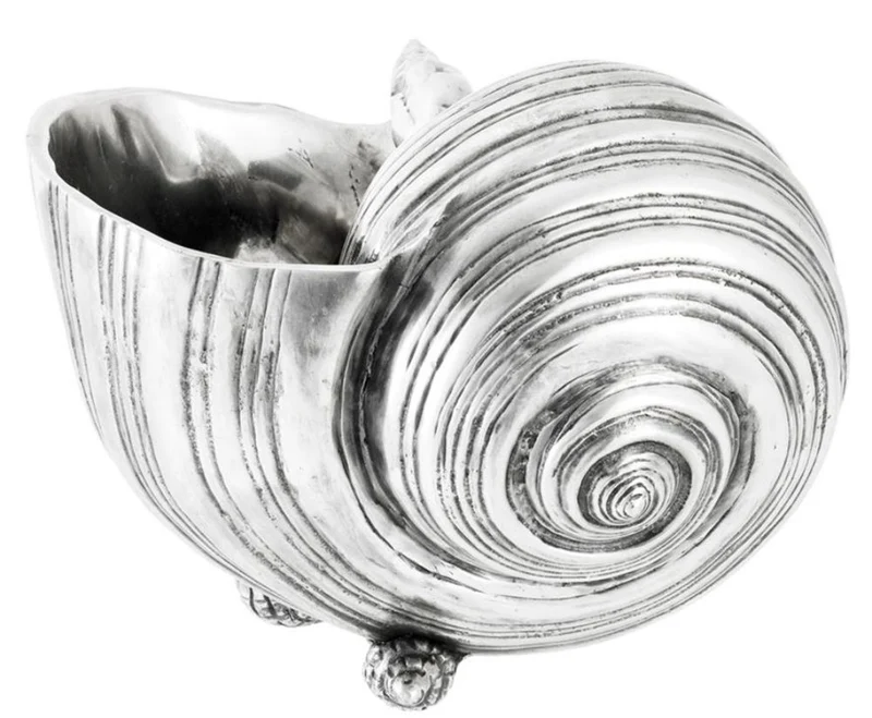 Casa Padrino Luxus Aluminium Muscheln Antik Silber - Deko 3er Set