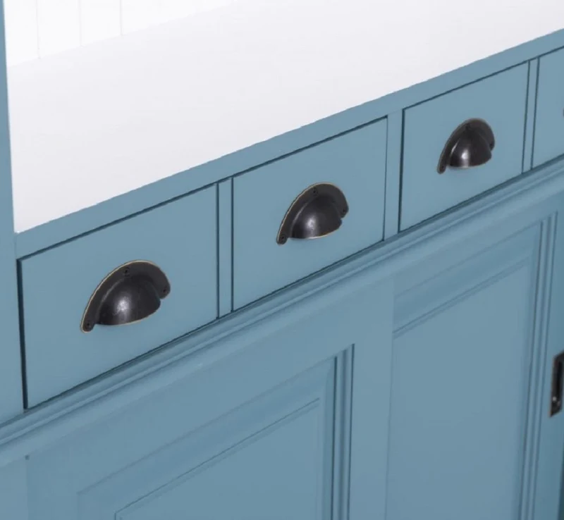 Casa Padrino Landhausstil Massivholz Barschrank Blau / Weiß 103 x 36 x H. 210 cm - Massivholz Weinschrank im Landhausstil - Massivholz Bar Möbel - Landhausstil Bar Möbel