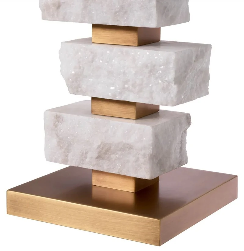 Casa Padrino Luxus Tischleuchte Weiß / Antik Messing / Creme 35,5 x 35,5 x H. 89 cm - Schreibtischleuchte mit quadratischem Lampenschirm - Luxus Tischleuchten - Luxus Schreibtischleuchten