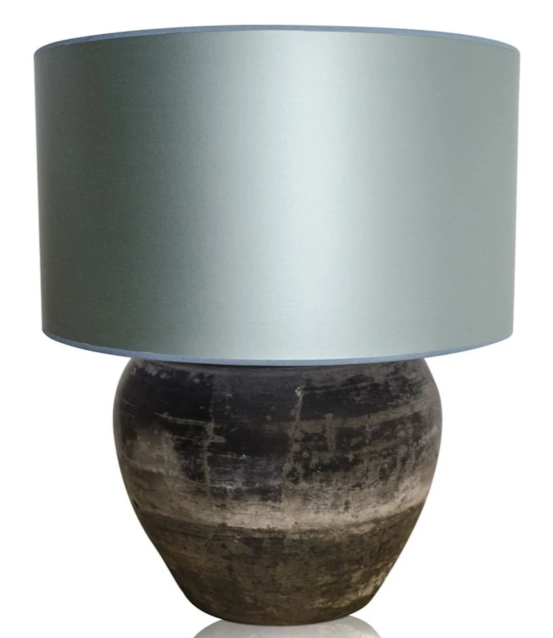 Casa Padrino Luxus Terracotta Tischleuchte Grau / Hellblau Ø 60 x H. 72 cm - Luxus Möbel