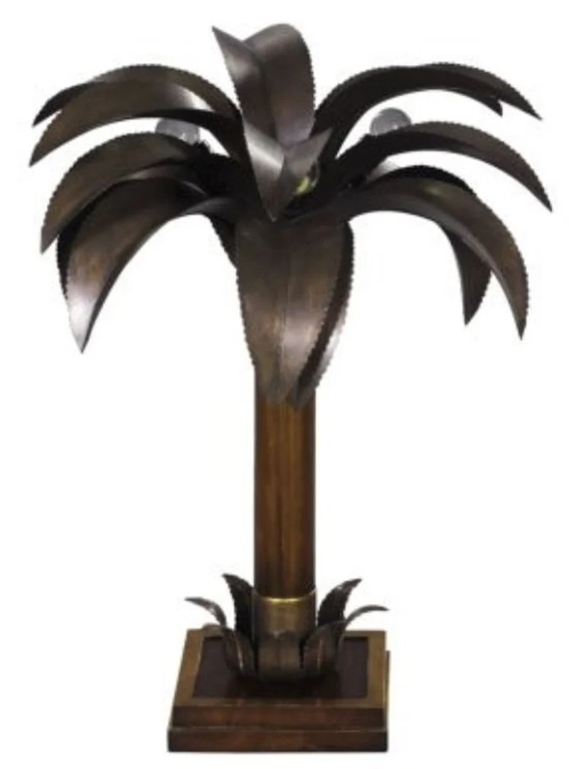 Casa Padrino Luxus Tischleuchte / Tischlampe Palme Braun 60 x 60 x H. 78 cm - Luxus Qualität