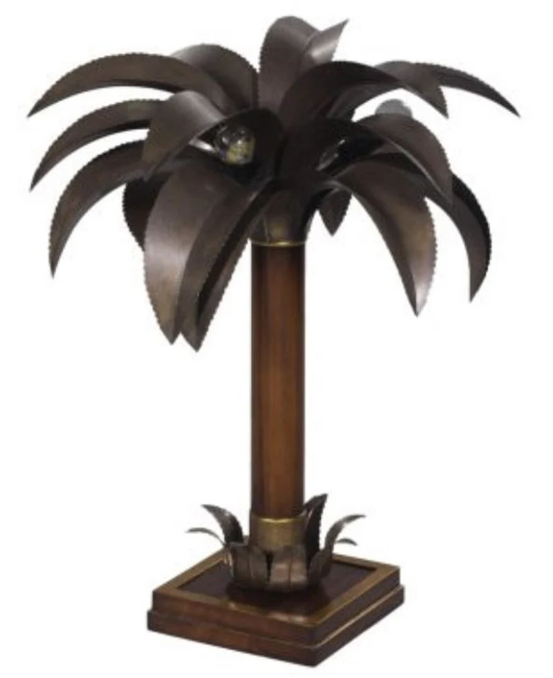 Casa Padrino Luxus Tischleuchte / Tischlampe Palme Braun 60 x 60 x H. 78 cm - Luxus Qualität
