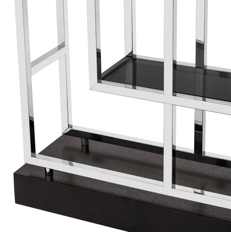 Casa Padrino Luxus Wohnzimmer Regalschrank Silber / Schwarz - 108 x 29 x H. 240 cm