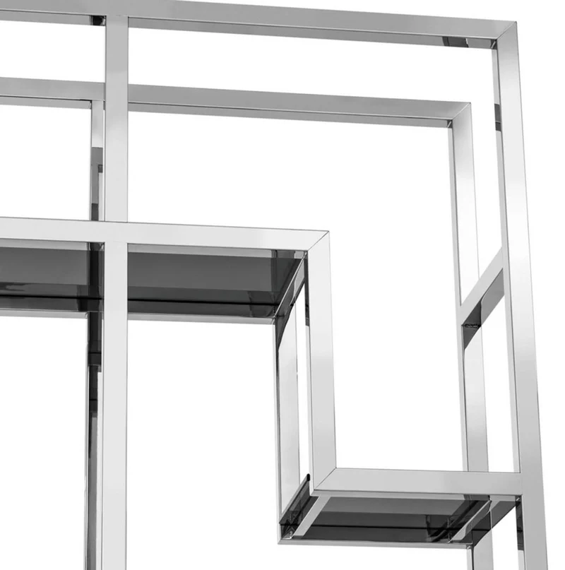 Casa Padrino Luxus Wohnzimmer Regalschrank Silber / Schwarz - 108 x 29 x H. 240 cm