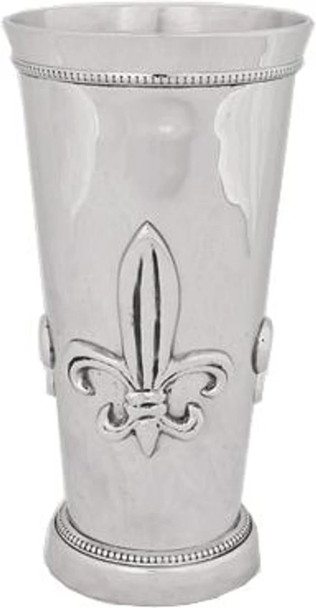 Prunkvoller Barock Becher Messing vernickelt mit Lilien Motiv von Casa Padrino