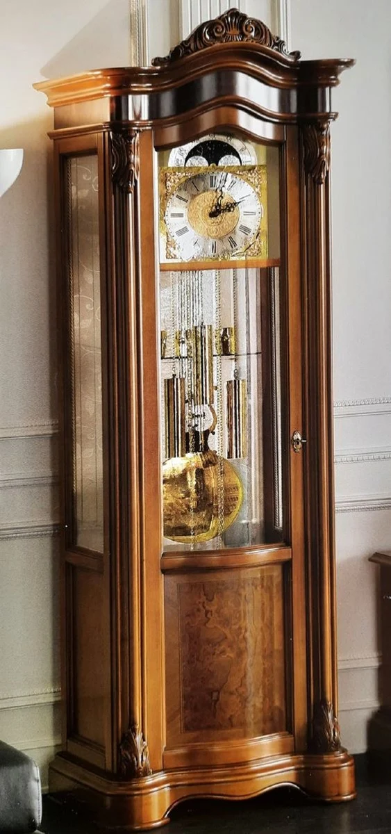 Casa Padrino Luxus Barock Standuhr Braun - Prunkvolle Massivholz Pendeluhr im Barockstil - Barock Wohnzimmer & Hotel Möbel - Luxus Qualität - Made in Italy
