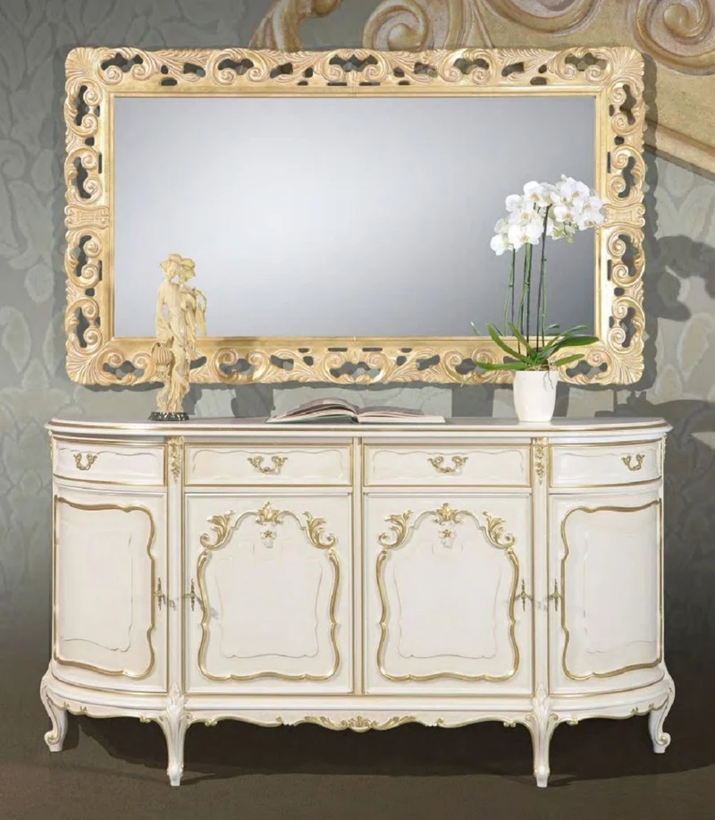Casa Padrino Luxus Barock Spiegel Gold - Rechteckiger Massivholz Wandspiegel im Barockstil - Prunkvolle Barock Möbel - Luxus Qualität - Made in Italy