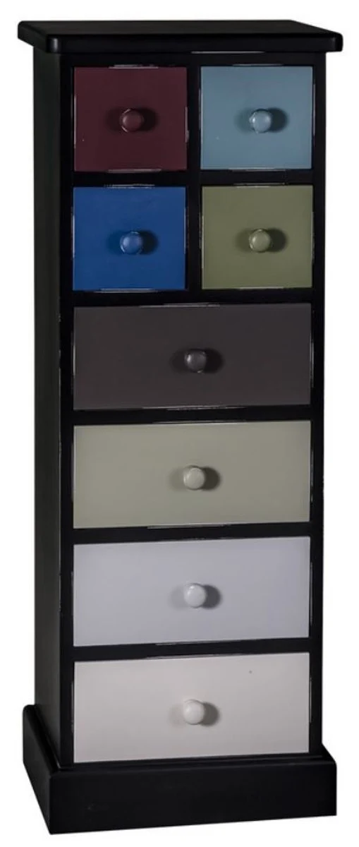 Casa Padrino Landhausstil Kommode mit 8 Schubladen Schwarz / Mehrfarbig 46 x 36 x H. 122 cm - Landhausstil Möbel