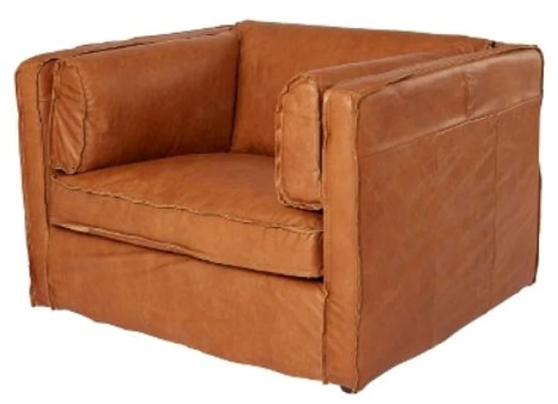 Casa Padrino Luxus Ledersessel im englischen Stil, Rindsleder in Braun, 106 x 99 x H. 73 cm