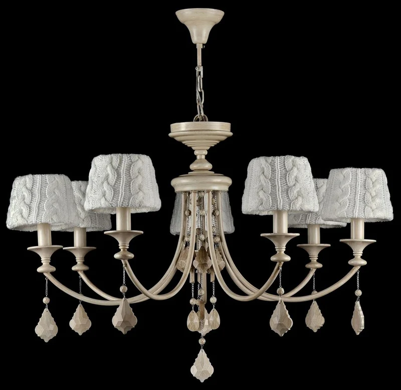 Casa Padrino Barock Kristall Kronleuchter 7-flammig in Beige - Ø 87 x H. 59 cm - Luxus Lüster für gehobene Wohnräume